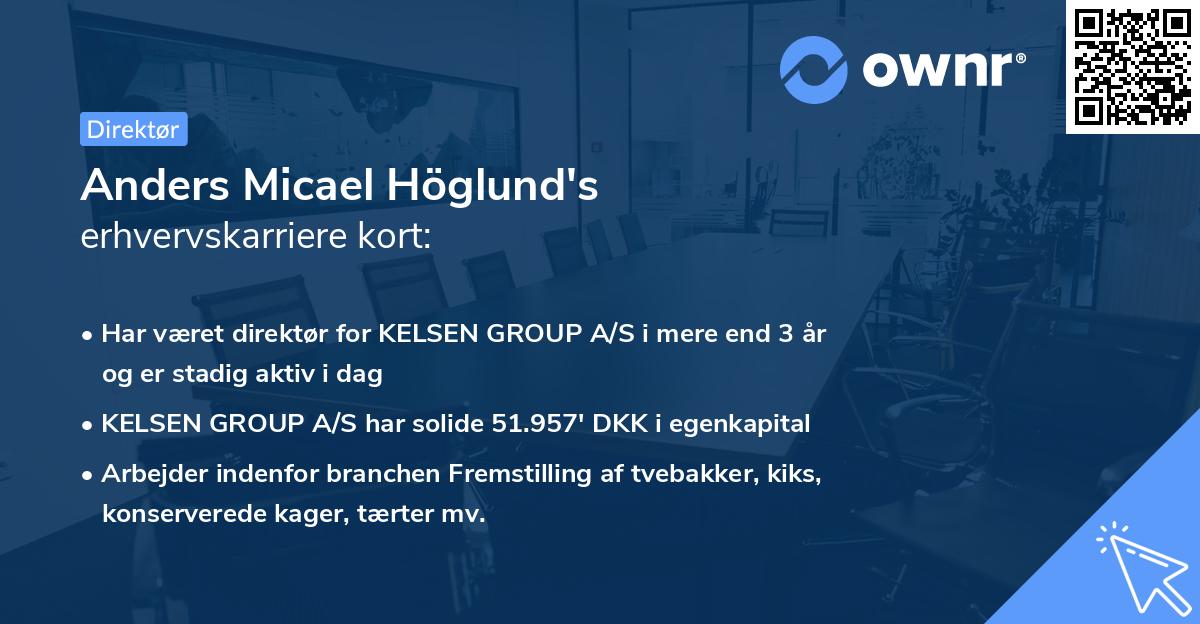 Anders Micael Höglund's erhvervskarriere kort