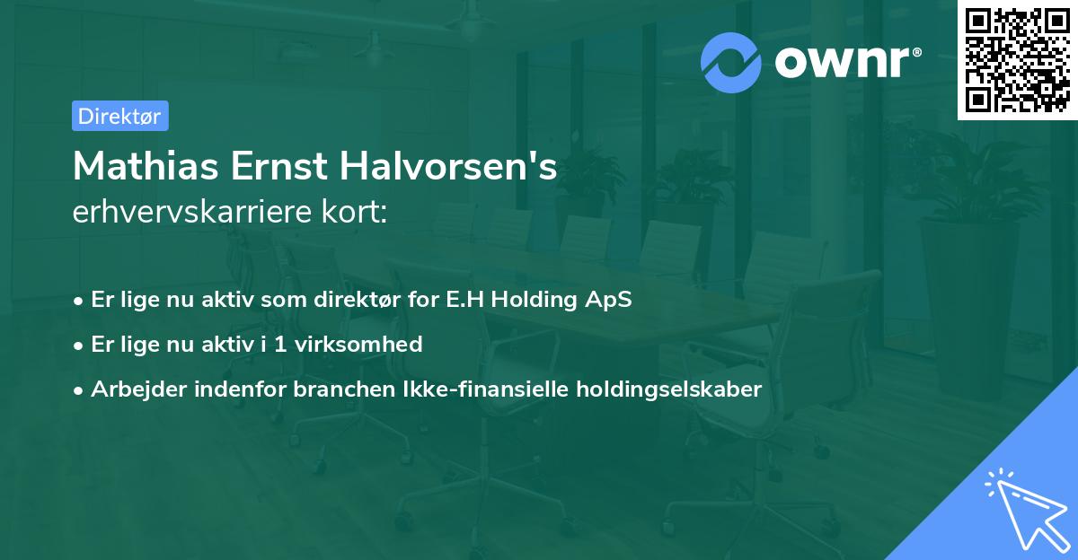 Mathias Ernst Halvorsen's erhvervskarriere kort