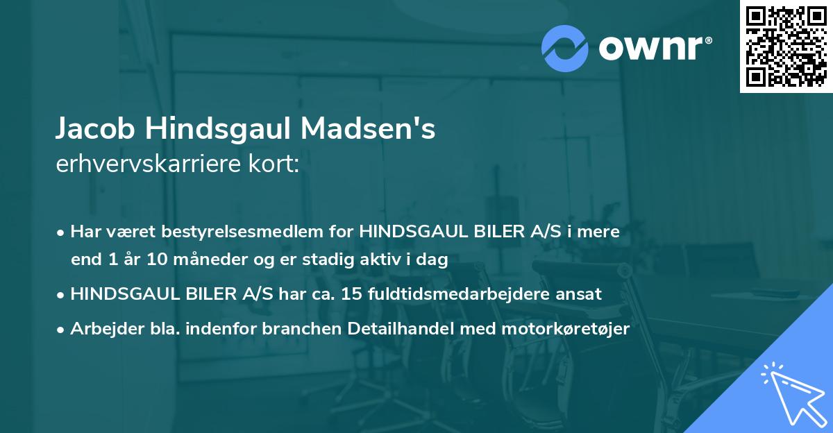 Jacob Hindsgaul Madsen's erhvervskarriere kort
