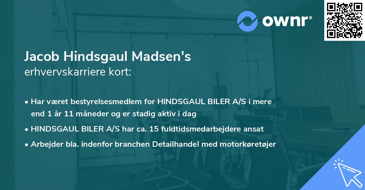 Jacob Hindsgaul Madsen's erhvervskarriere kort