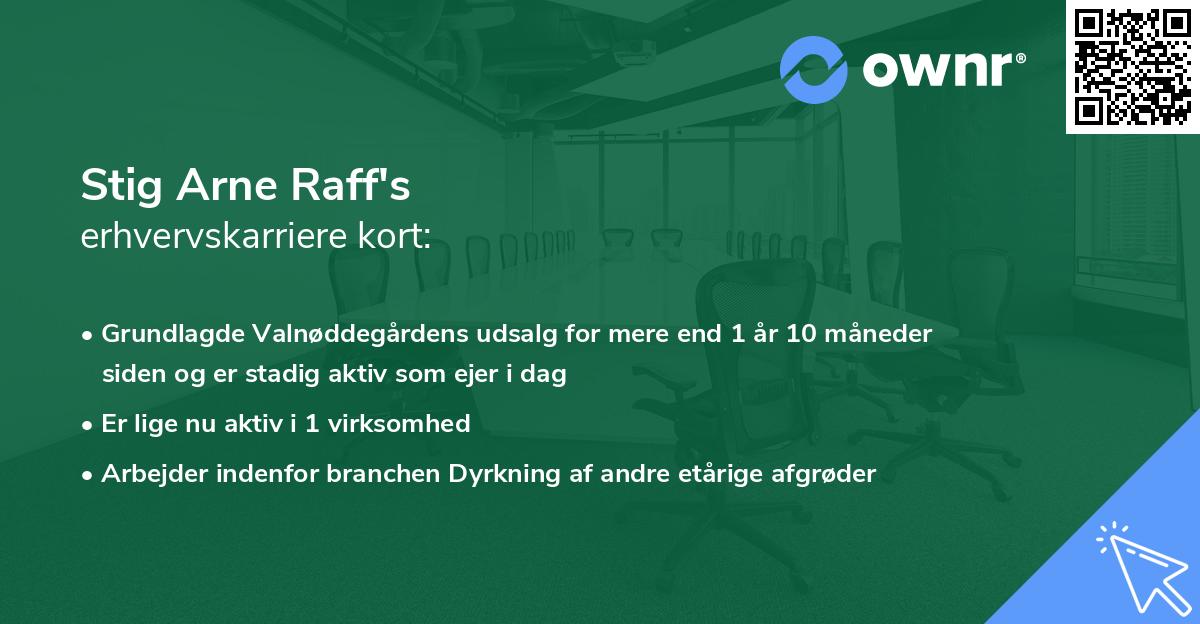 Stig Arne Raff's erhvervskarriere kort