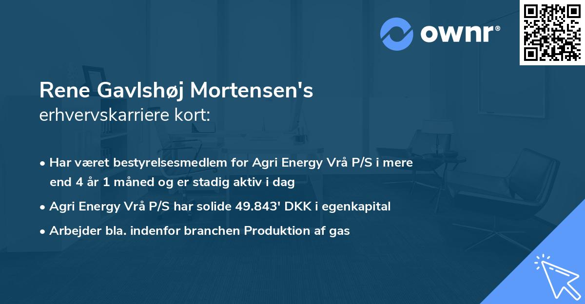Rene Gavlshøj Mortensen's erhvervskarriere kort