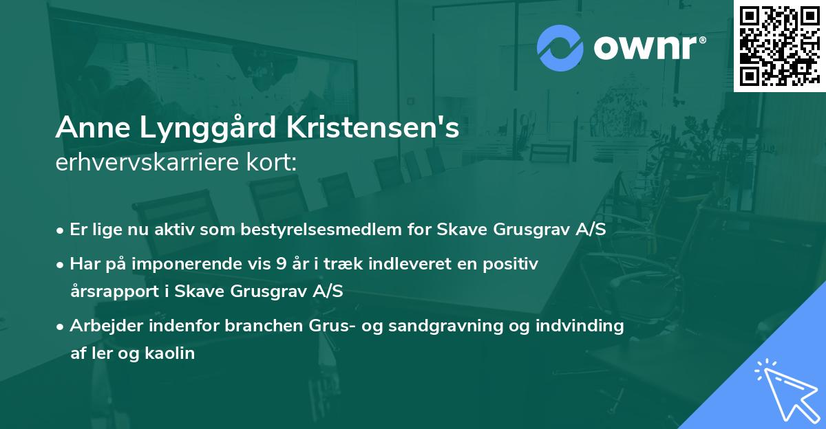 Anne Lynggård Kristensen's erhvervskarriere kort
