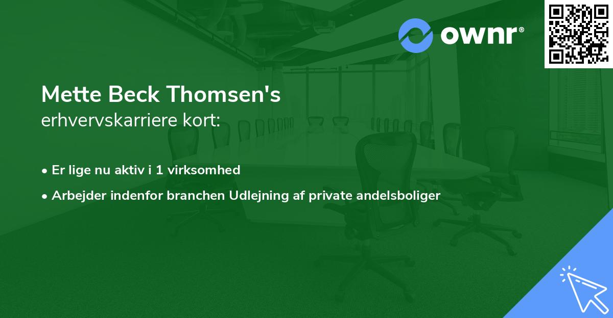 Mette Beck Thomsen's erhvervskarriere kort