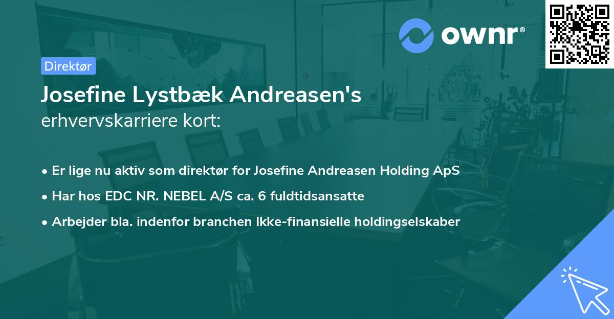 Josefine Lystbæk Andreasen's erhvervskarriere kort