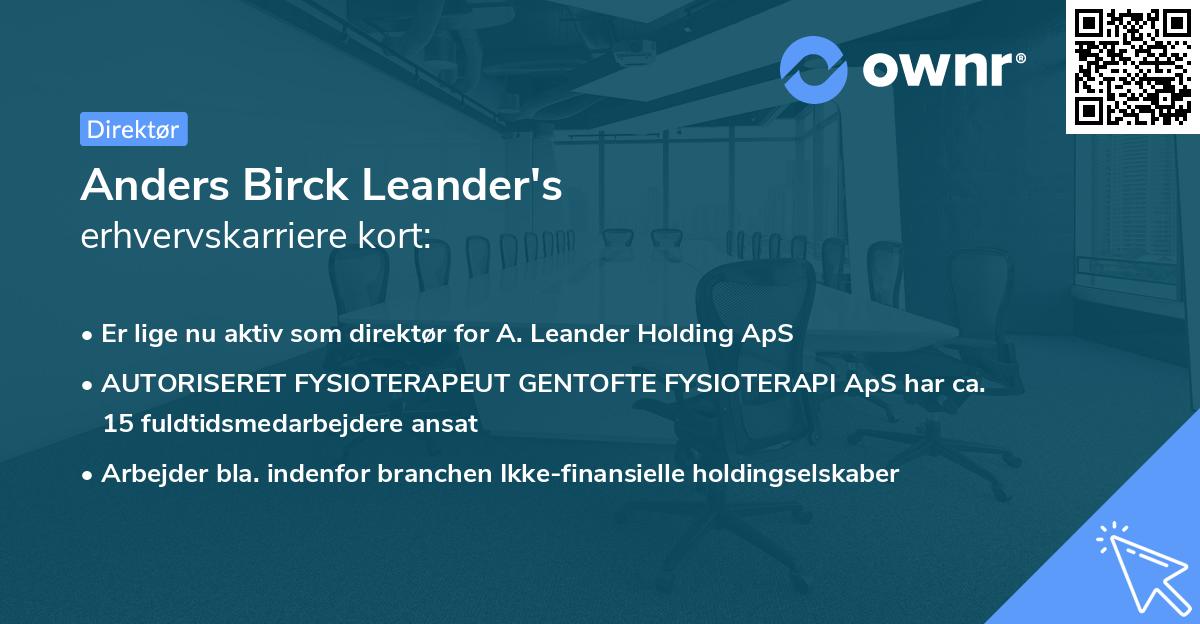 Anders Birck Leander's erhvervskarriere kort