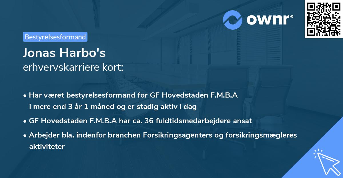 Jonas Harbo's erhvervskarriere kort