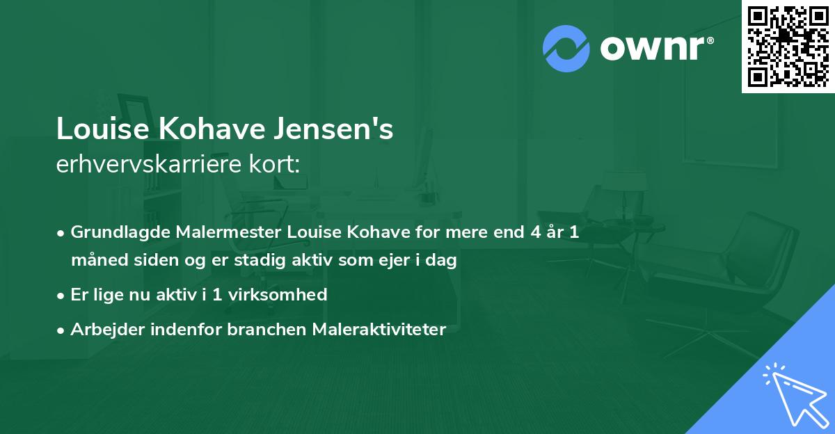 Louise Kohave Jensen's erhvervskarriere kort