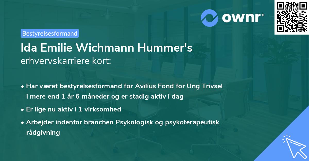Ida Emilie Wichmann Hummer's erhvervskarriere kort