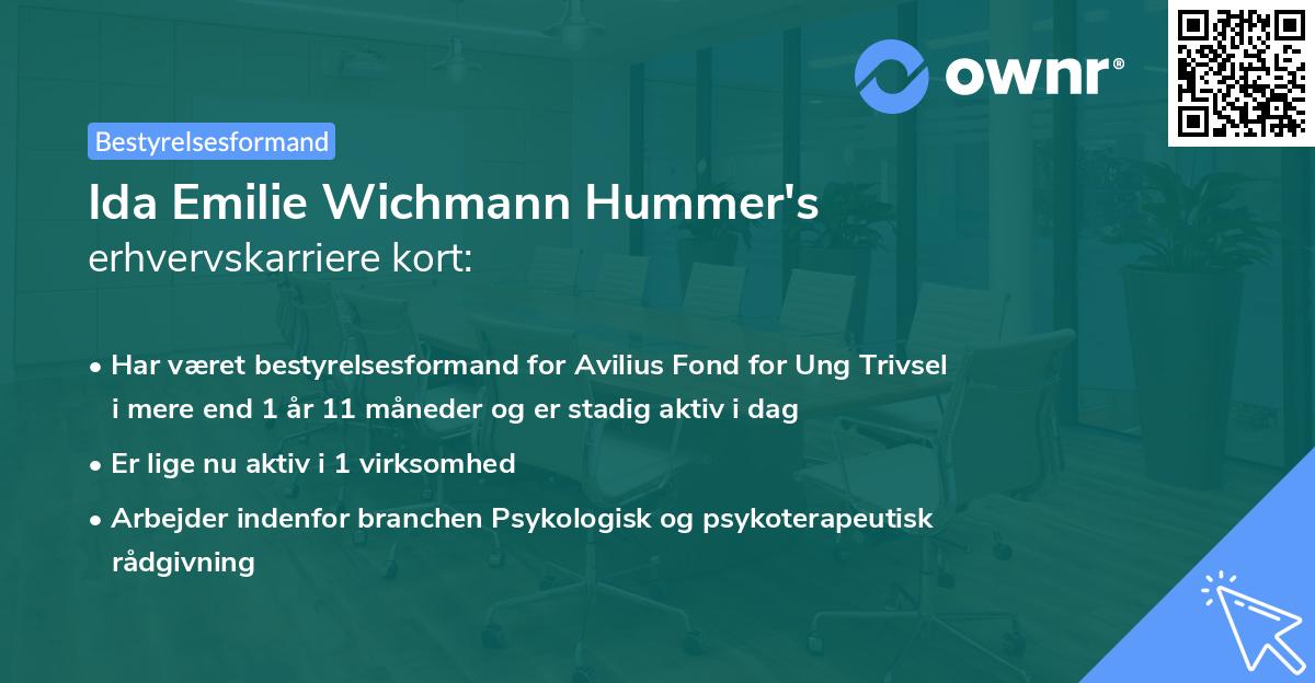 Ida Emilie Wichmann Hummer's erhvervskarriere kort