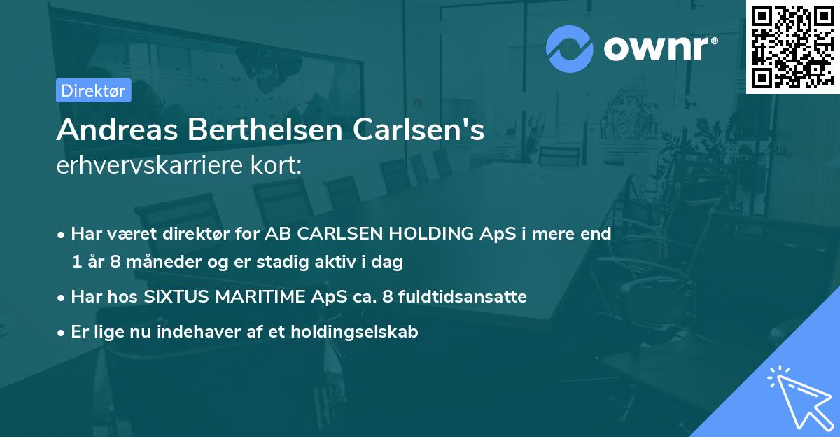 Andreas Berthelsen Carlsen's erhvervskarriere kort