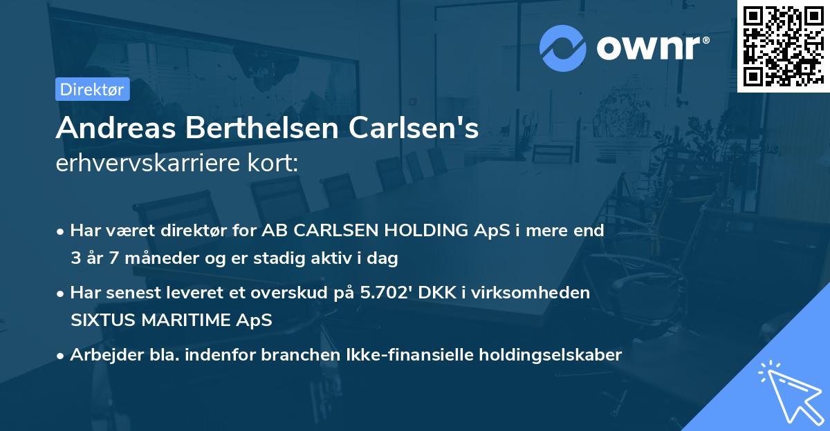 Andreas Berthelsen Carlsen's erhvervskarriere kort