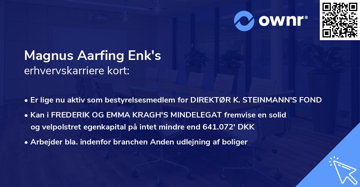 Magnus Aarfing Enk's erhvervskarriere kort