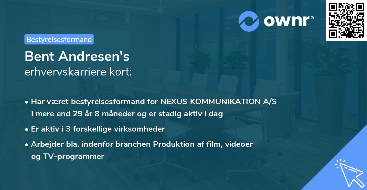 Bent Andresen's erhvervskarriere kort