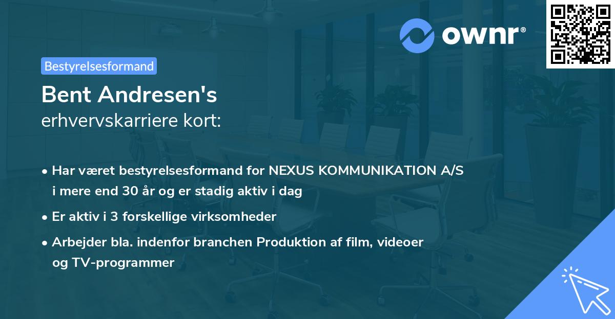 Bent Andresen's erhvervskarriere kort
