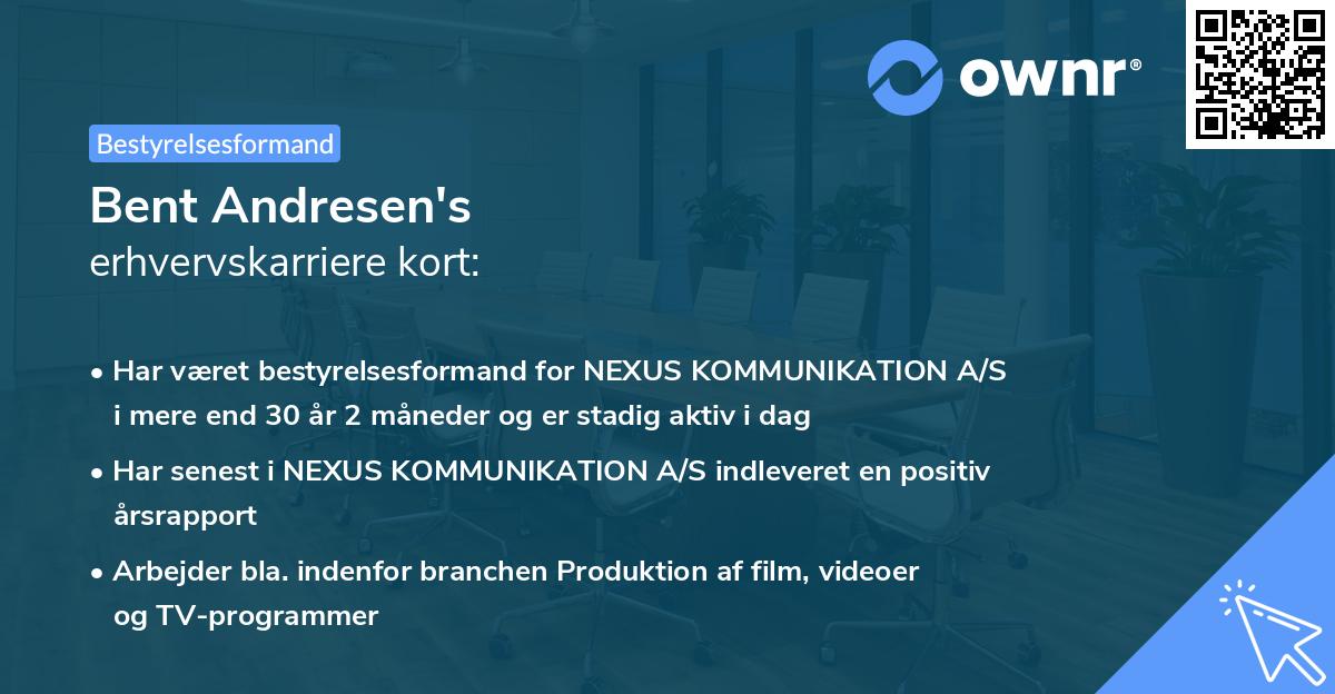 Bent Andresen's erhvervskarriere kort