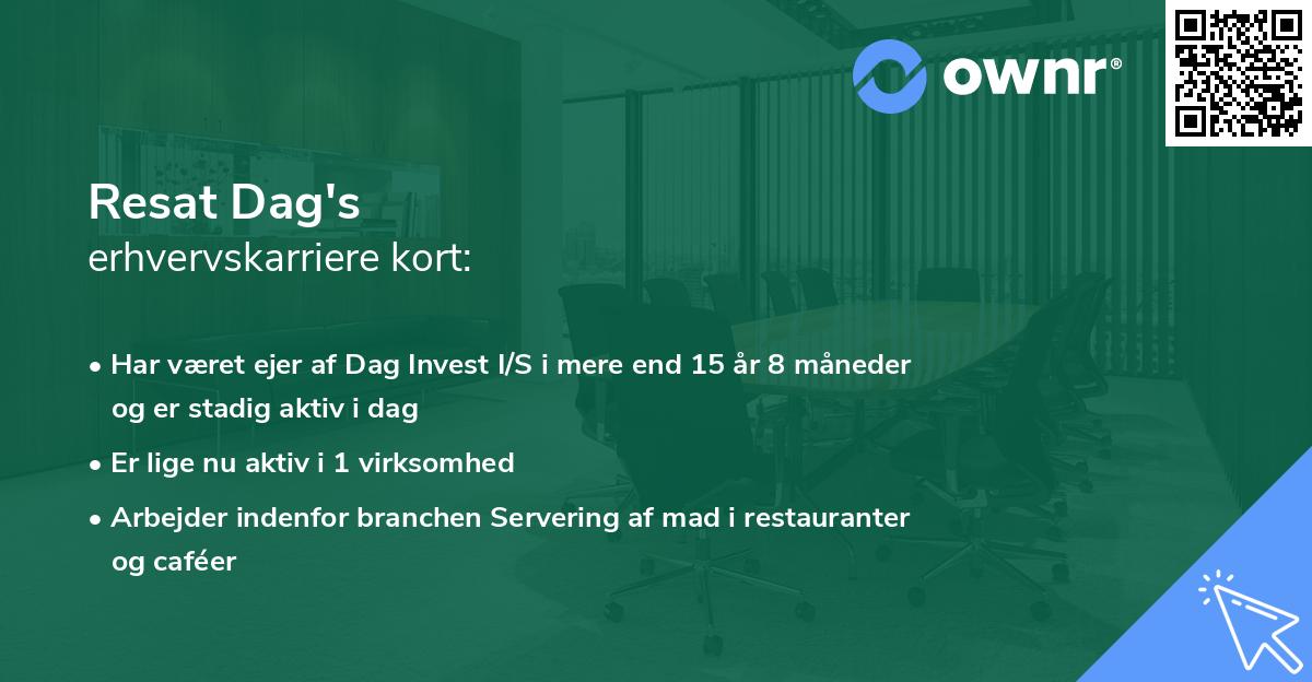 Resat Dag's erhvervskarriere kort