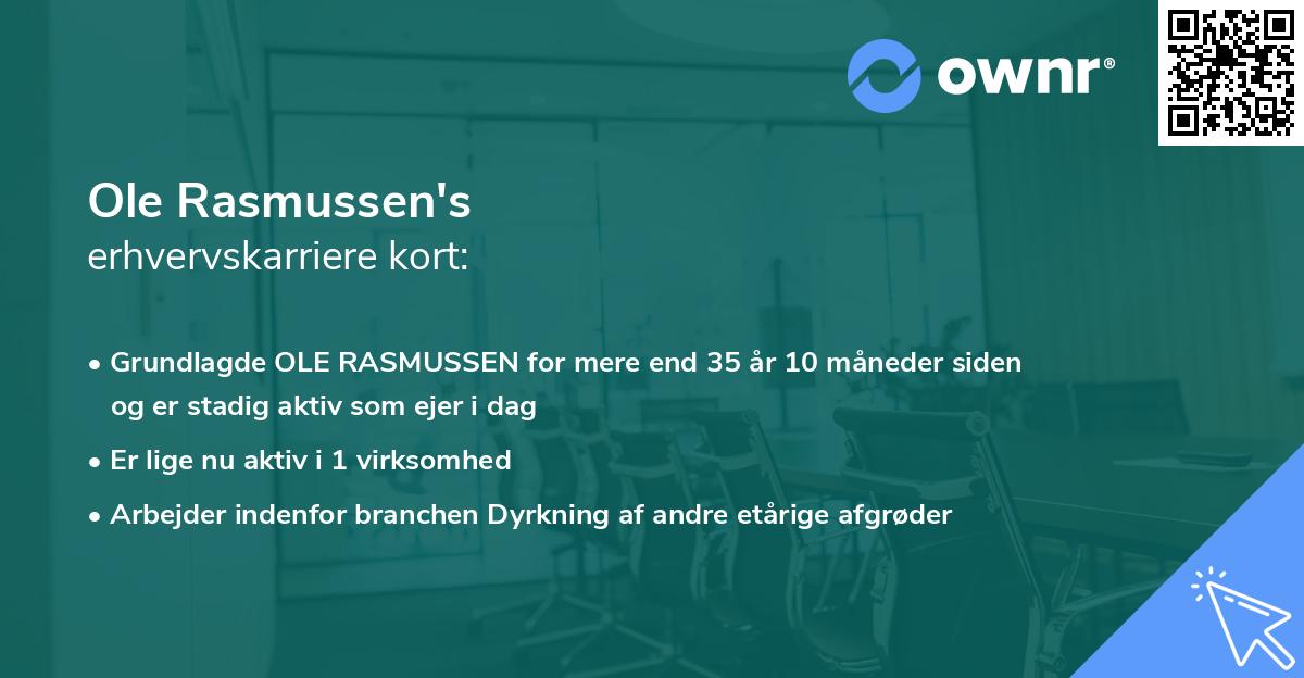 Ole Rasmussen's erhvervskarriere kort