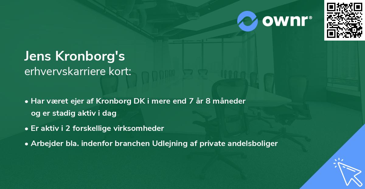 Jens Kronborg's erhvervskarriere kort