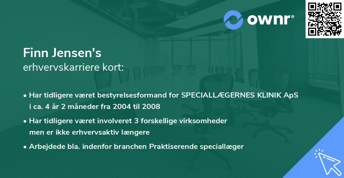 Finn Jensen's erhvervskarriere kort