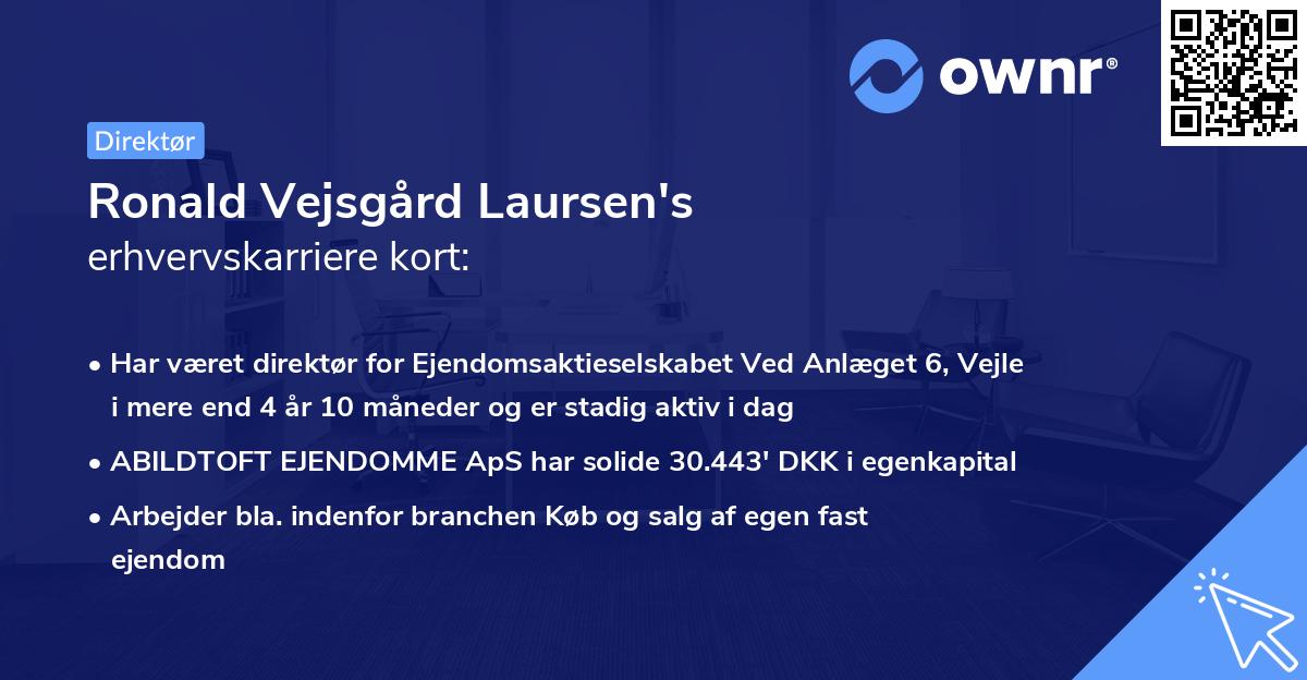 Ronald Vejsgård Laursen's erhvervskarriere kort