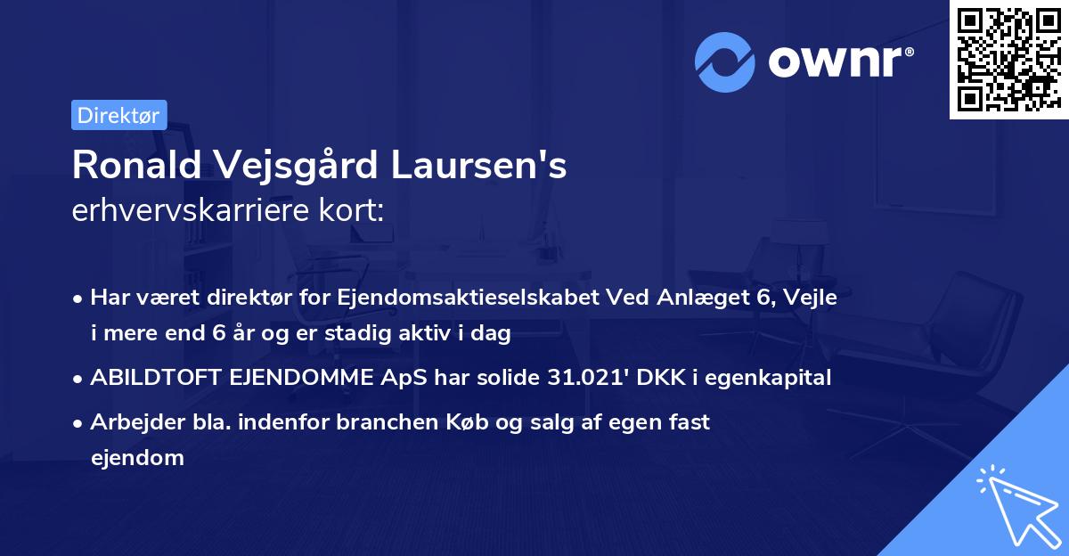 Ronald Vejsgård Laursen's erhvervskarriere kort