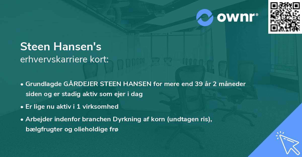 Steen Hansen's erhvervskarriere kort
