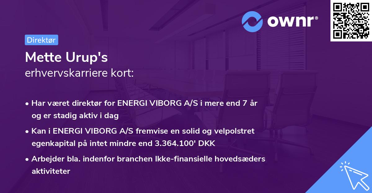 Mette Urup's erhvervskarriere kort