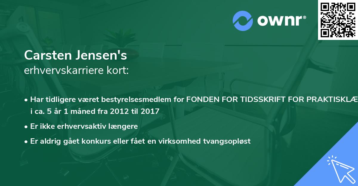Carsten Jensen's erhvervskarriere kort