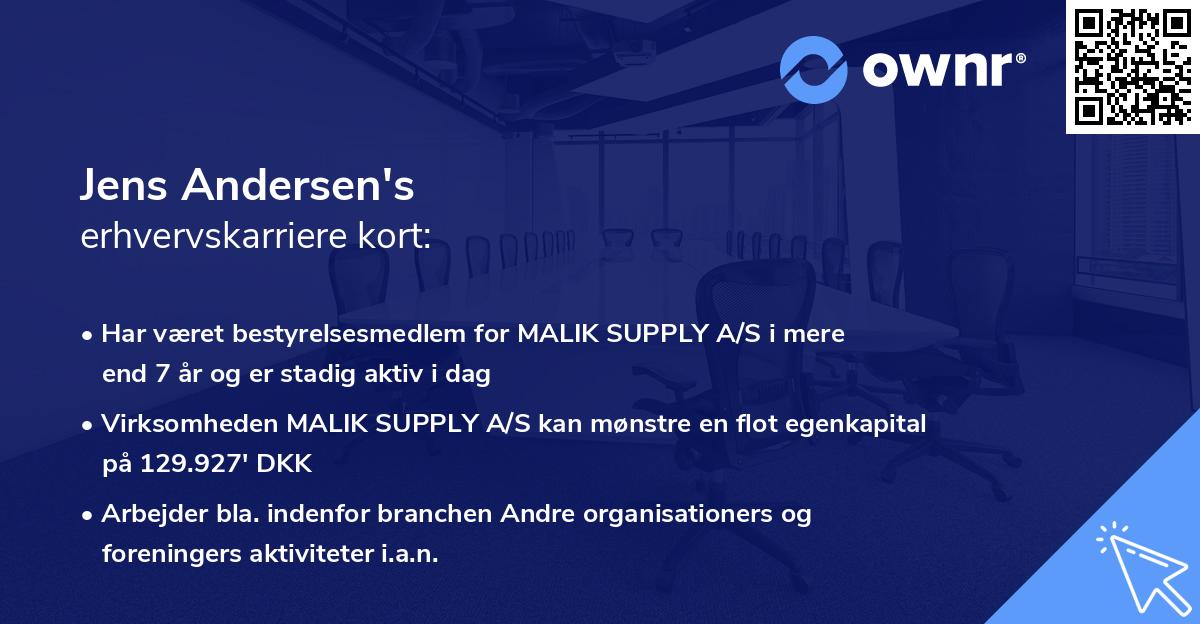 Jens Andersen's erhvervskarriere kort