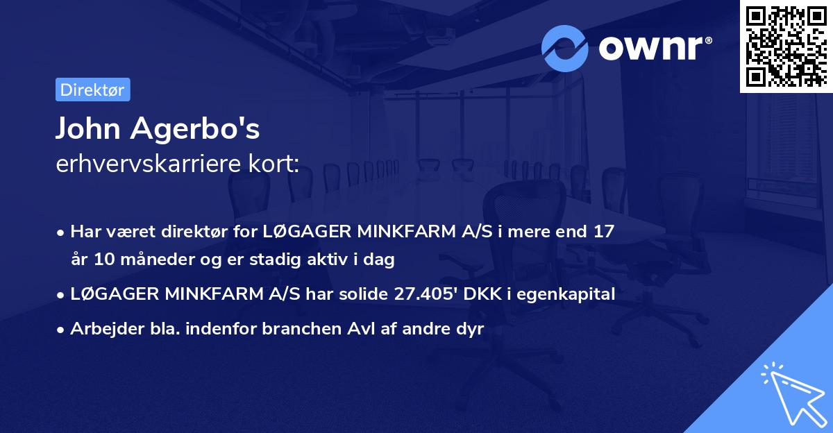 John Agerbo's erhvervskarriere kort