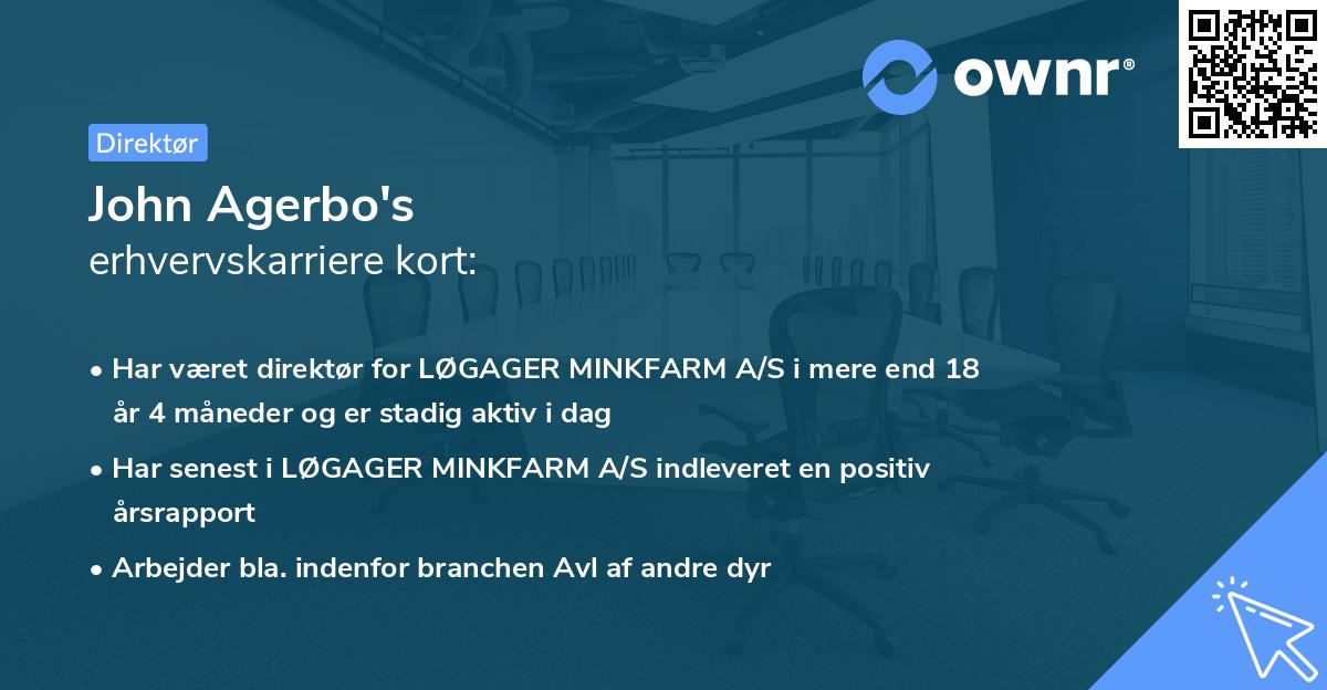 John Agerbo's erhvervskarriere kort