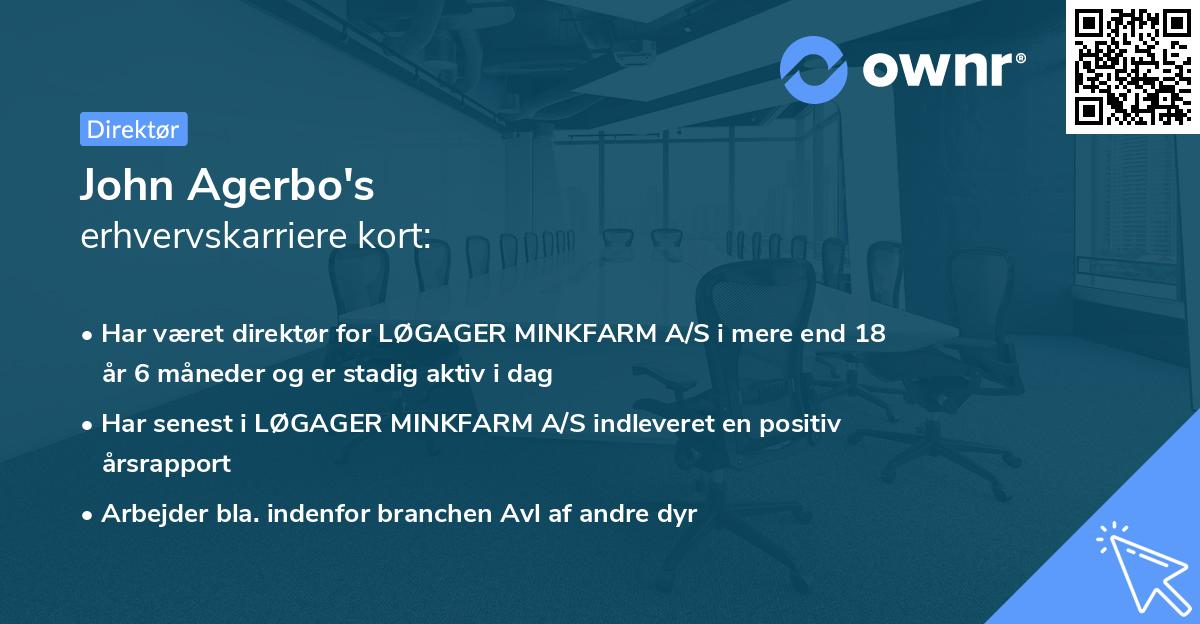John Agerbo's erhvervskarriere kort