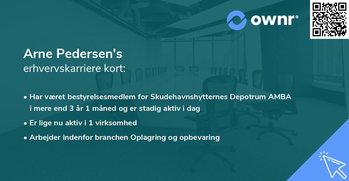 Arne Pedersen's erhvervskarriere kort