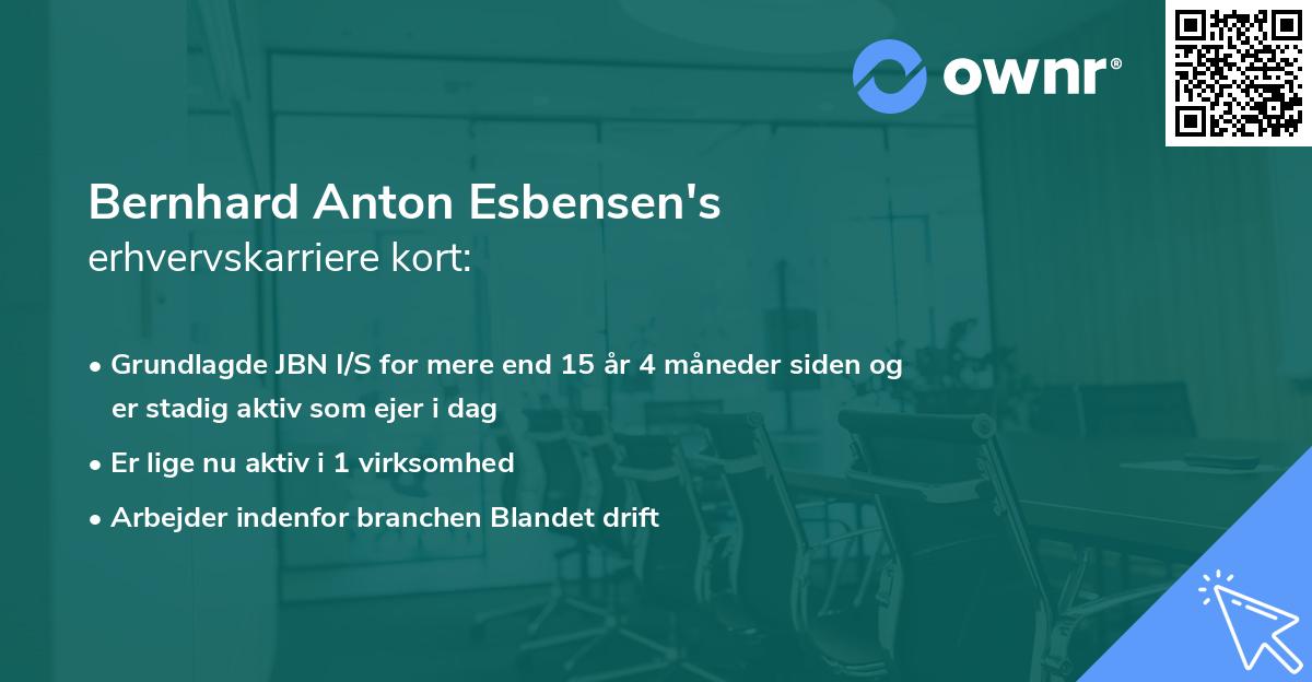 Bernhard Anton Esbensen's erhvervskarriere kort