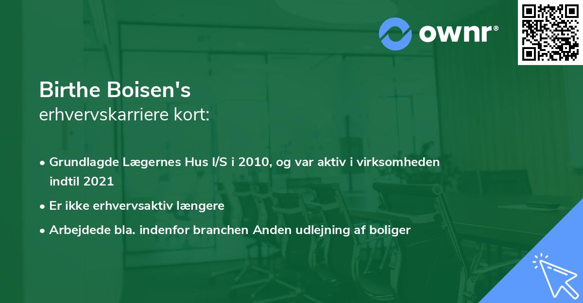 Birthe Boisen's erhvervskarriere kort