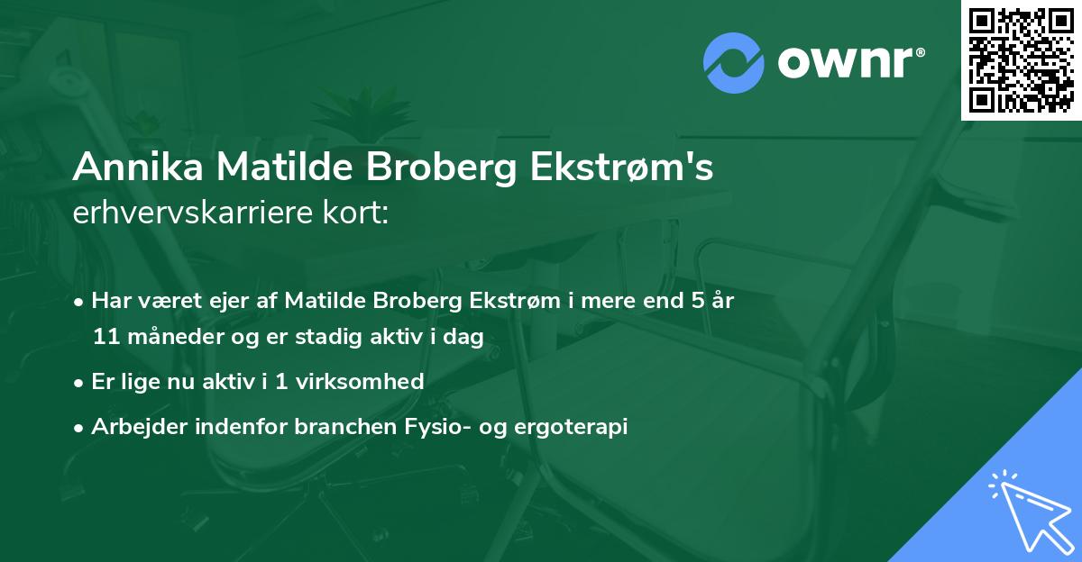 Annika Matilde Broberg Ekstrøm's erhvervskarriere kort