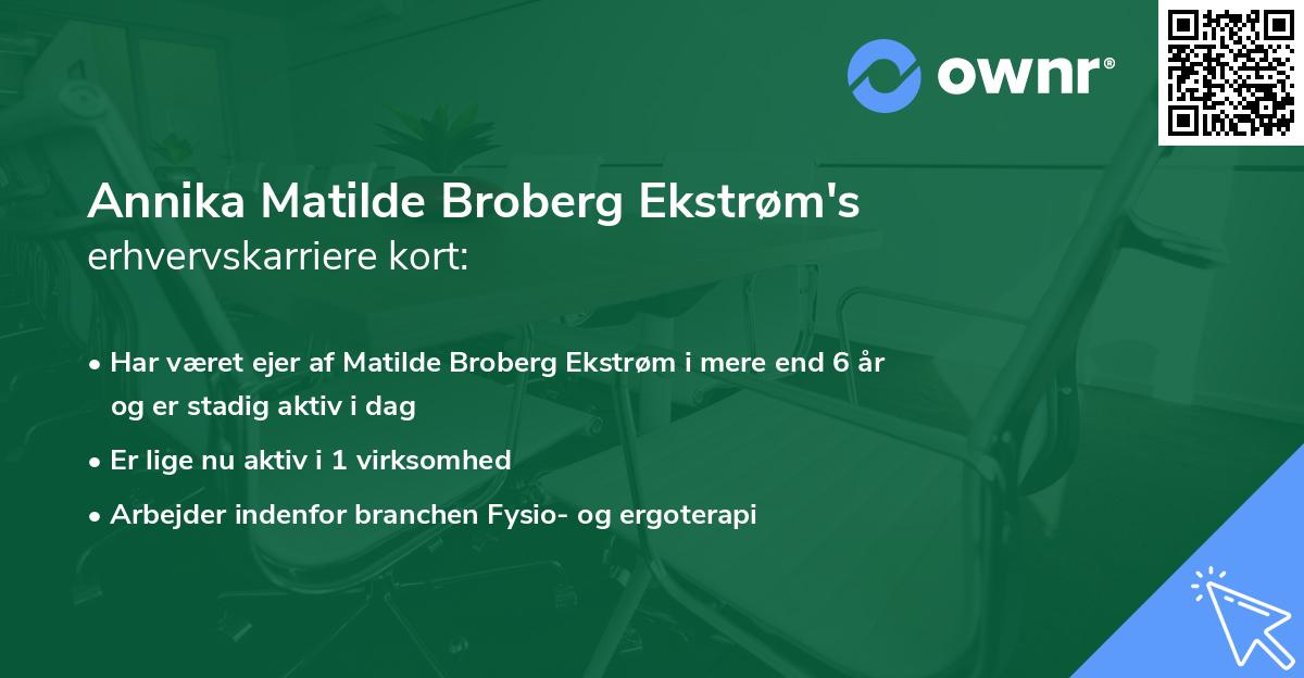 Annika Matilde Broberg Ekstrøm's erhvervskarriere kort