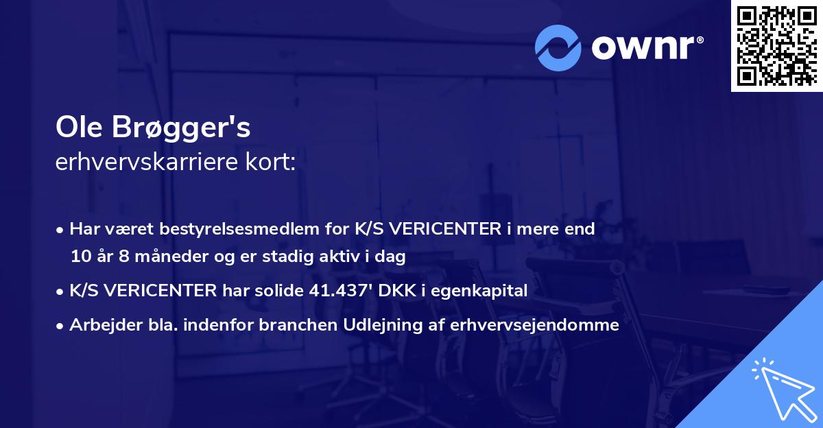 Ole Brøgger's erhvervskarriere kort