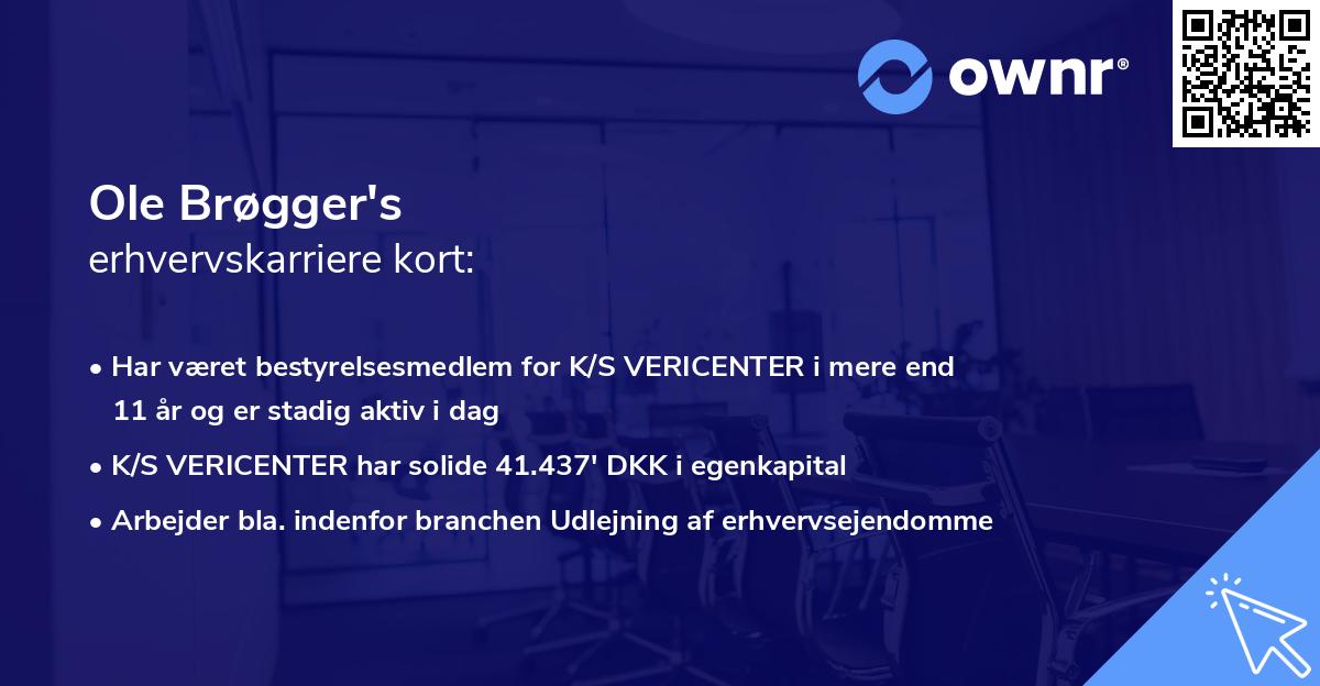 Ole Brøgger's erhvervskarriere kort