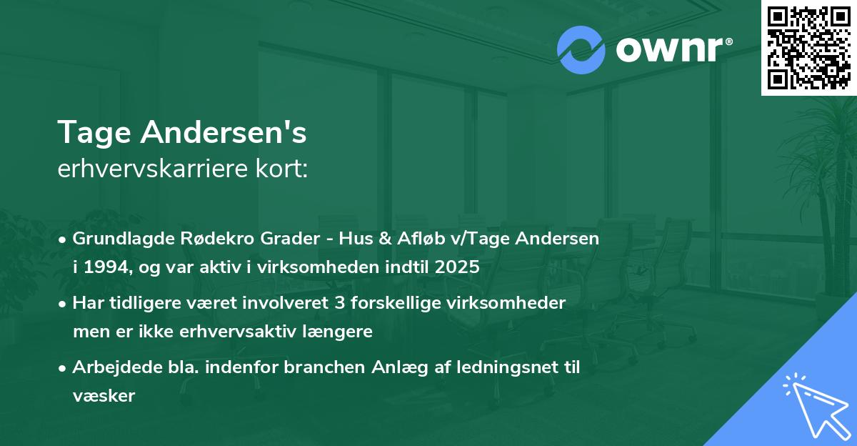 Tage Andersen's erhvervskarriere kort