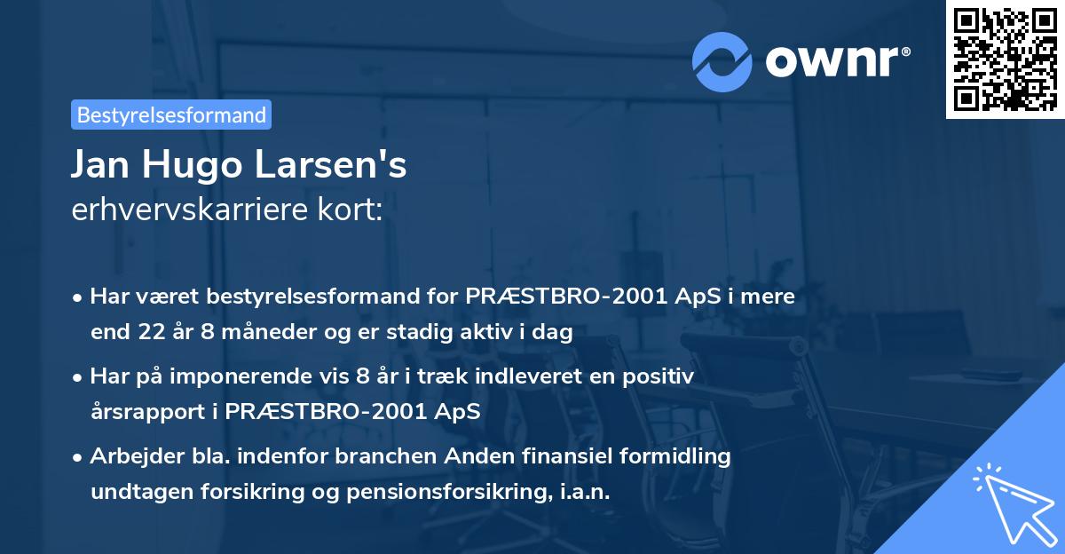 Jan Hugo Larsen's erhvervskarriere kort