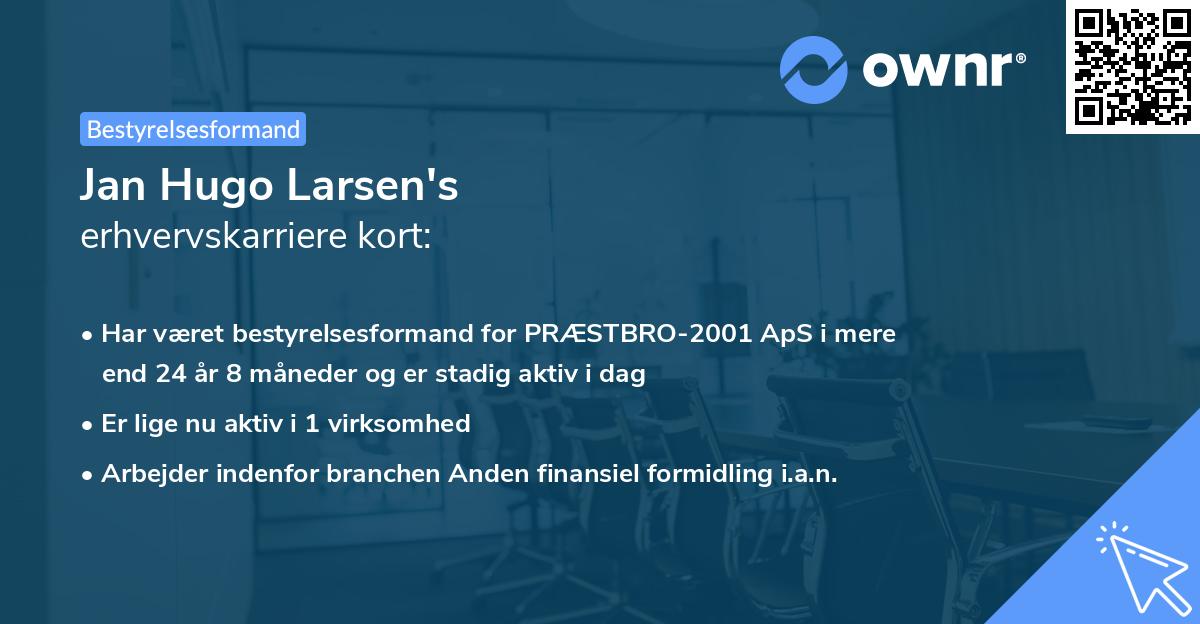 Jan Hugo Larsen's erhvervskarriere kort