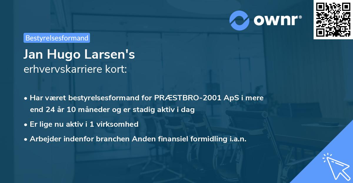 Jan Hugo Larsen's erhvervskarriere kort