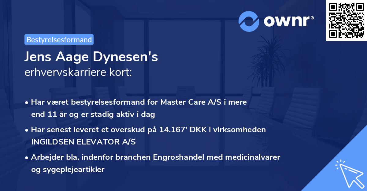 Jens Aage Dynesen's erhvervskarriere kort