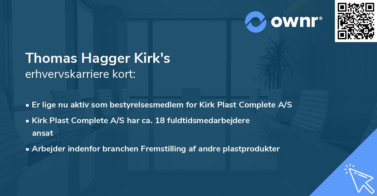 Thomas Hagger Kirk's erhvervskarriere kort