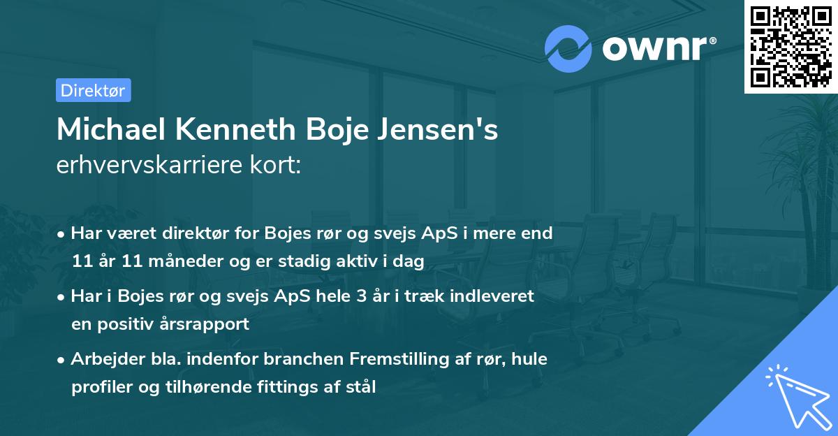 Michael Kenneth Boje Jensen's erhvervskarriere kort