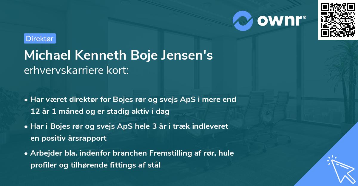 Michael Kenneth Boje Jensen's erhvervskarriere kort
