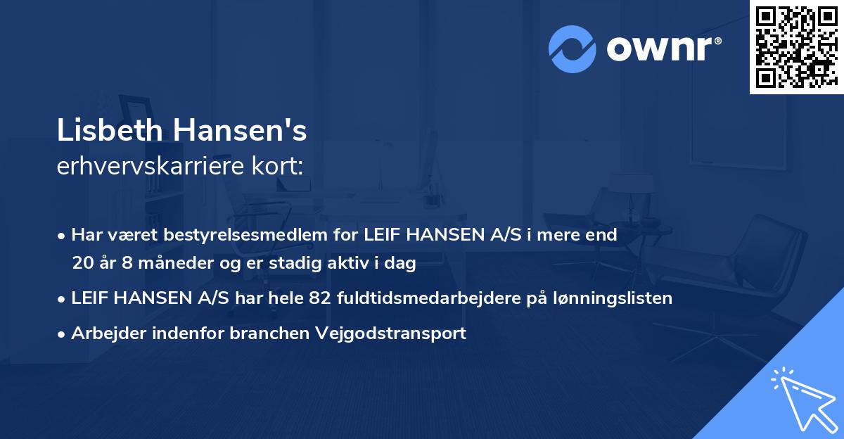 Lisbeth Hansen's erhvervskarriere kort