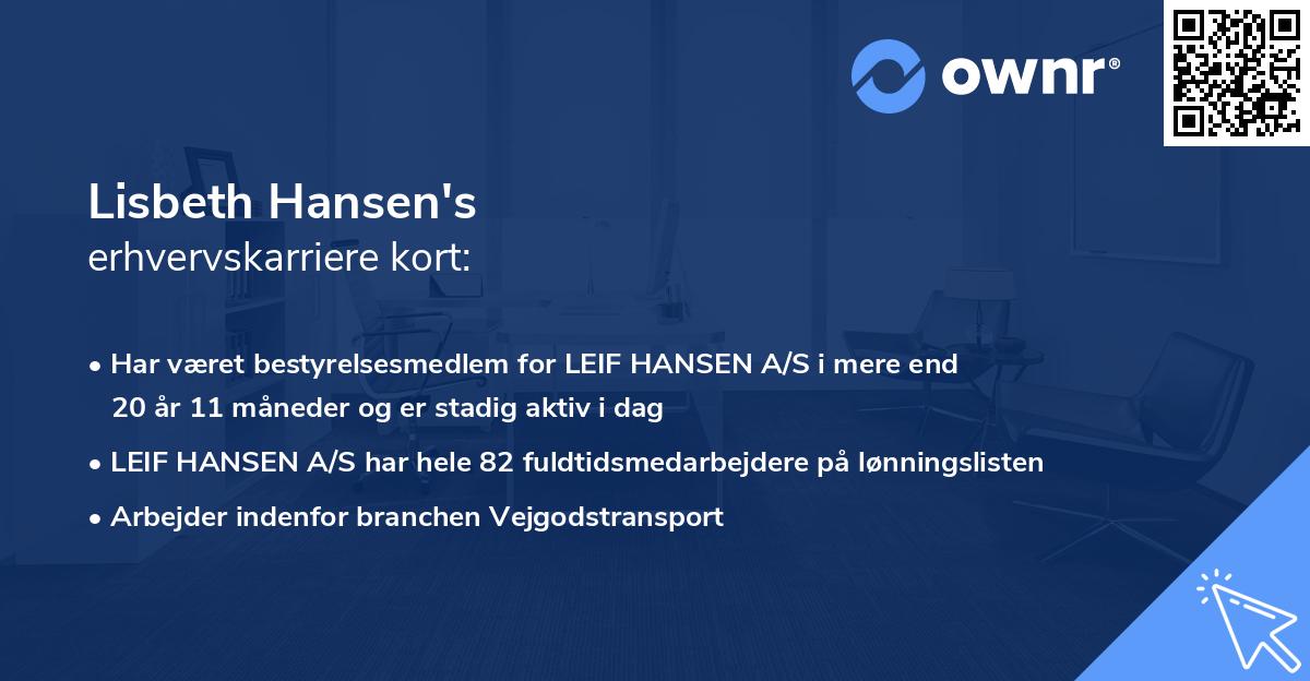 Lisbeth Hansen's erhvervskarriere kort